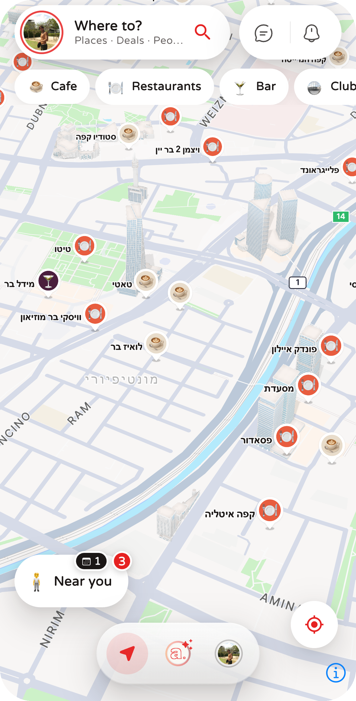 The ALL app — a live map of places near you